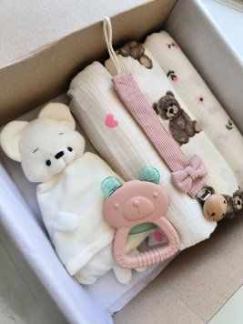 Подарунковий набір з мусліновими пелюшками Set bear фото